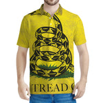 Grunge Gadsden Flag Print Men's Polo Shirt