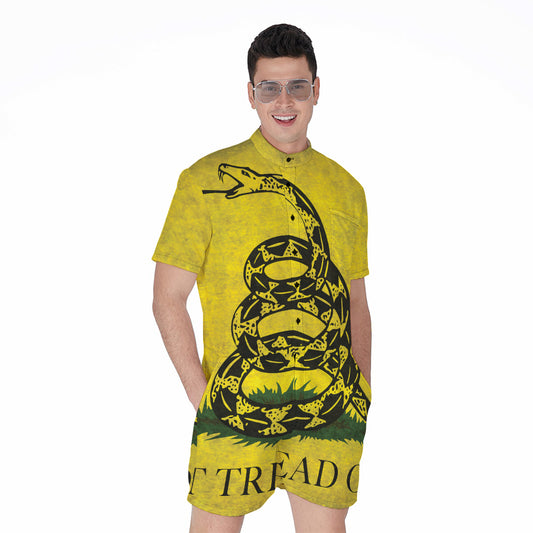 Grunge Gadsden Flag Print Men's Rompers