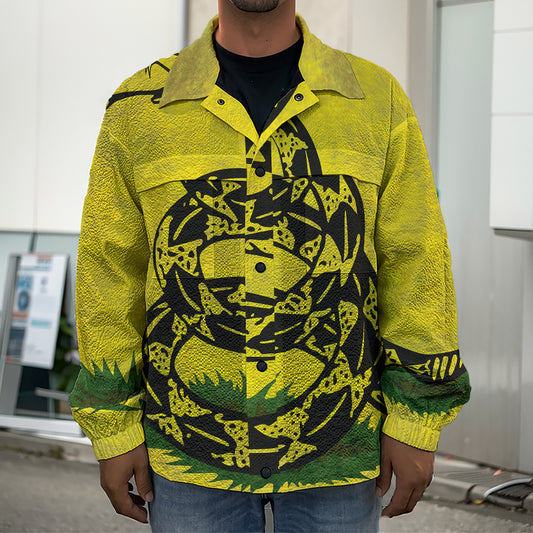 Grunge Gadsden Flag Print Men's Shirt Jacket
