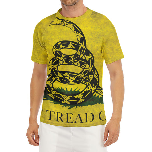 Grunge Gadsden Flag Print Men's Short Sleeve Rash Guard