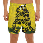 Grunge Gadsden Flag Print Men's Split Running Shorts