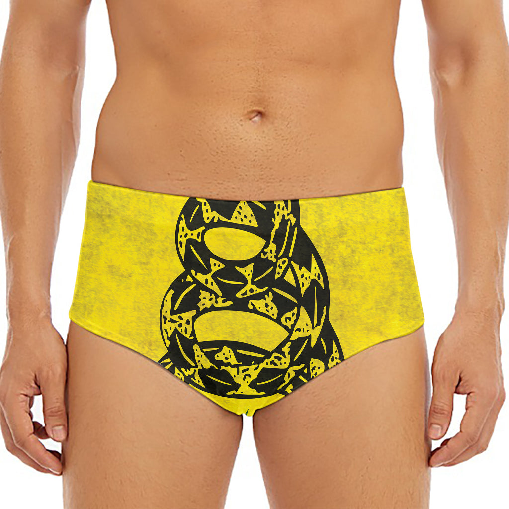 Grunge Gadsden Flag Print Men's Triangle Swim Briefs