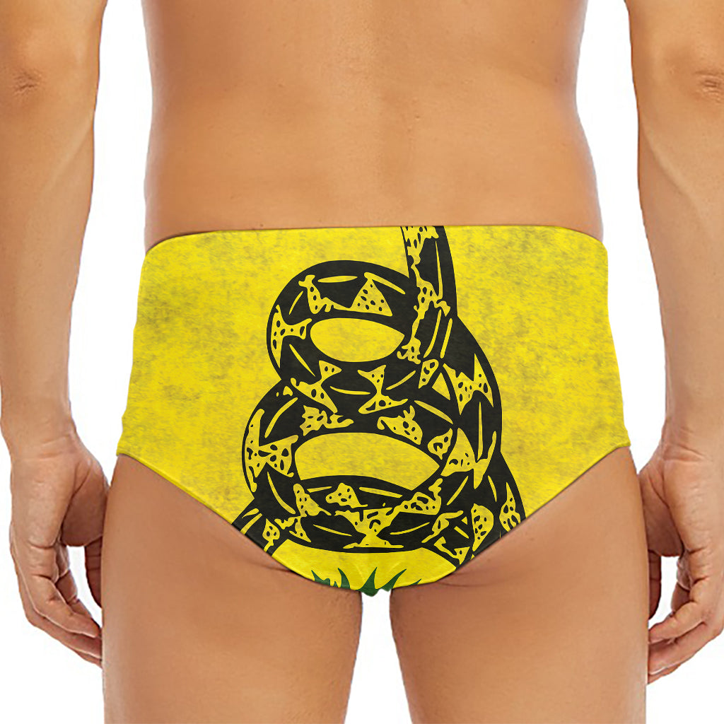 Grunge Gadsden Flag Print Men's Triangle Swim Briefs