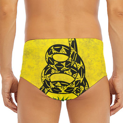 Grunge Gadsden Flag Print Men's Triangle Swim Briefs