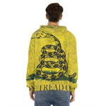 Grunge Gadsden Flag Print Men's Velvet Pullover Hoodie