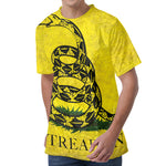 Grunge Gadsden Flag Print Men's Velvet T-Shirt
