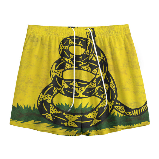 Grunge Gadsden Flag Print Mesh Shorts