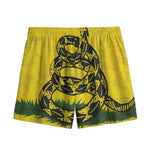 Grunge Gadsden Flag Print Mesh Shorts