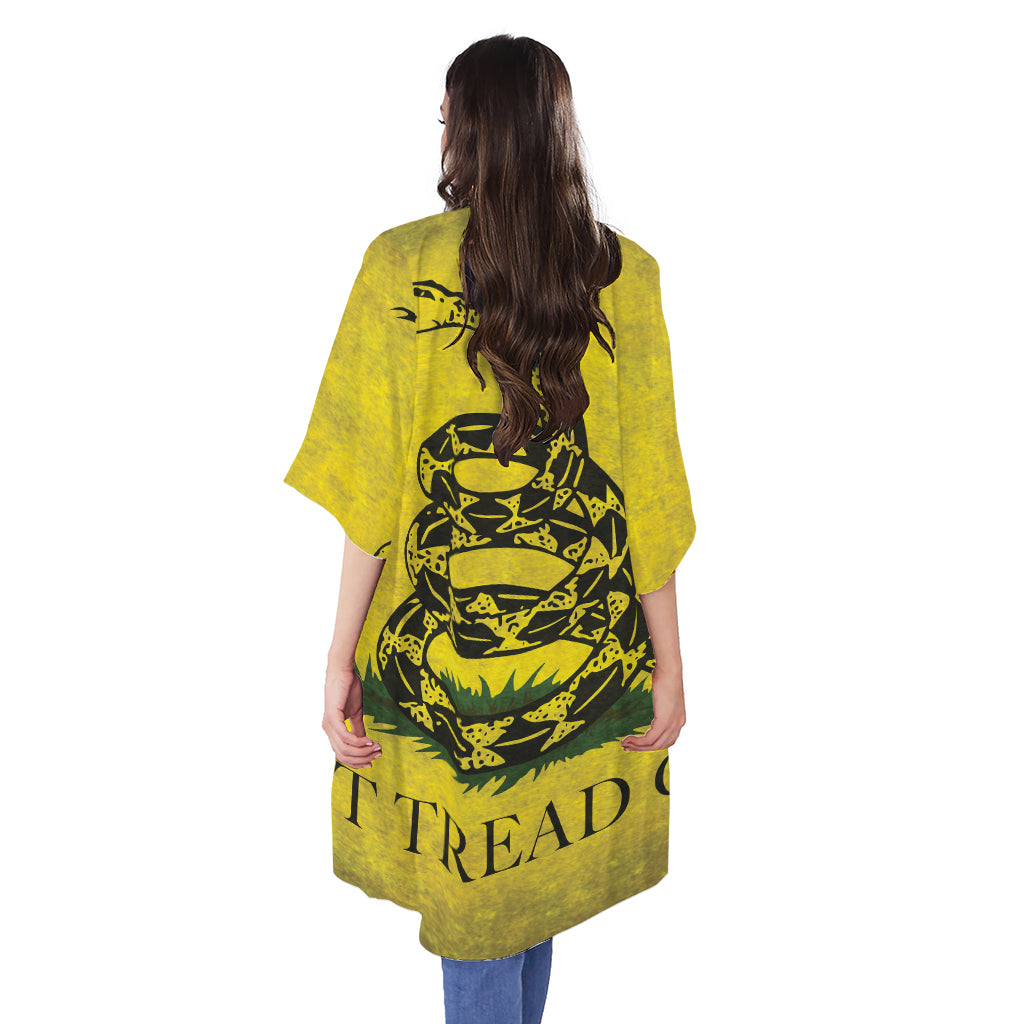 Grunge Gadsden Flag Print Open Front Beach Cover Up