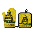 Grunge Gadsden Flag Print Oven Mitt And Pot Holder Set