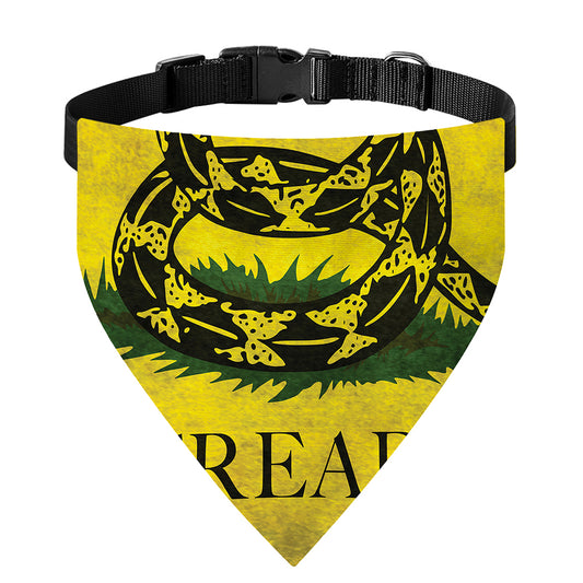 Grunge Gadsden Flag Print Over The Collar Dog Bandana