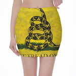Grunge Gadsden Flag Print Pencil Mini Skirt