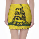 Grunge Gadsden Flag Print Pencil Mini Skirt