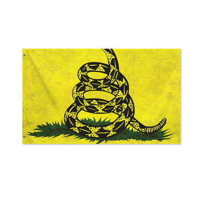 Grunge Gadsden Flag Print Polyester Flag