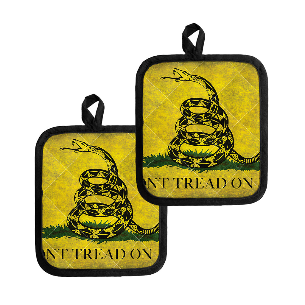 Grunge Gadsden Flag Print Pot Holders