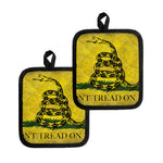Grunge Gadsden Flag Print Pot Holders