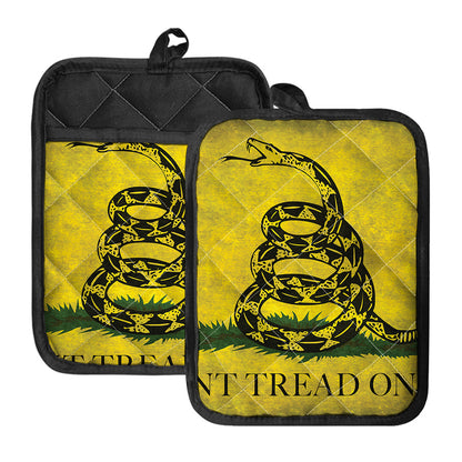 Grunge Gadsden Flag Print Pot Holders With Pocket