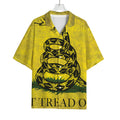 Grunge Gadsden Flag Print Rayon Hawaiian Shirt