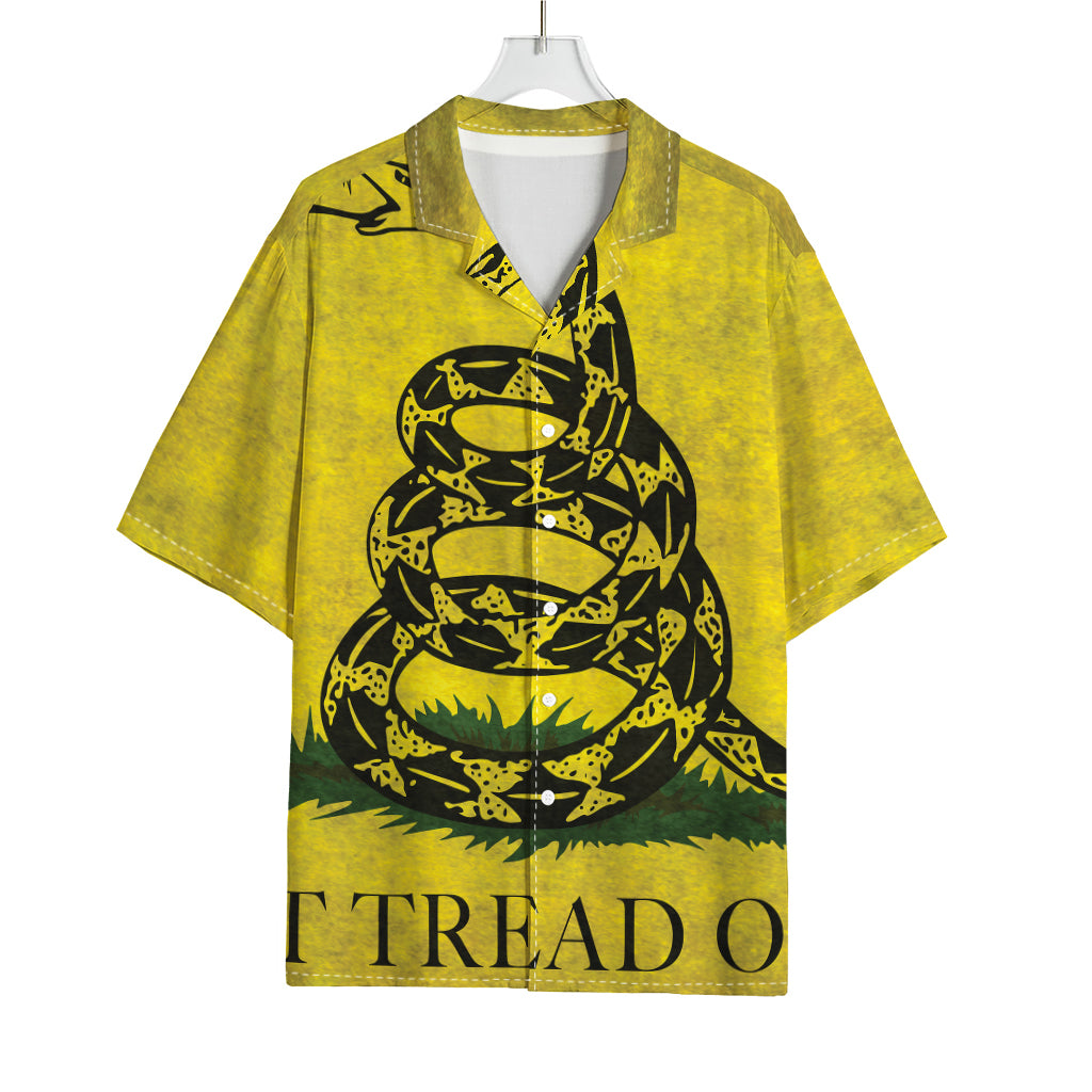 Grunge Gadsden Flag Print Rayon Hawaiian Shirt