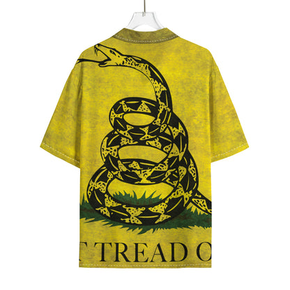 Grunge Gadsden Flag Print Rayon Hawaiian Shirt