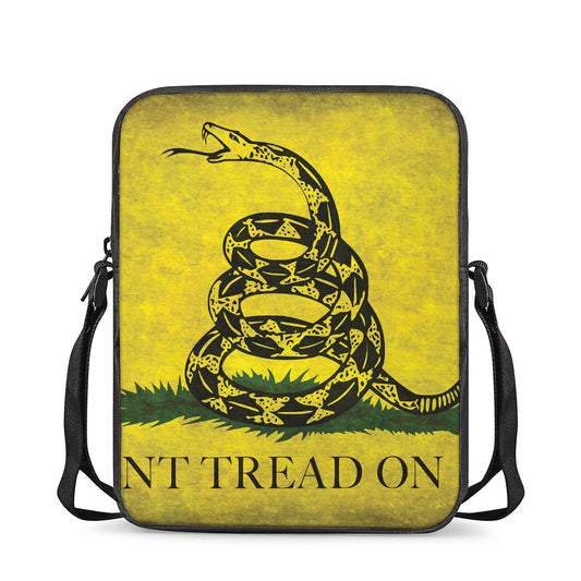 Grunge Gadsden Flag Print Rectangular Crossbody Bag