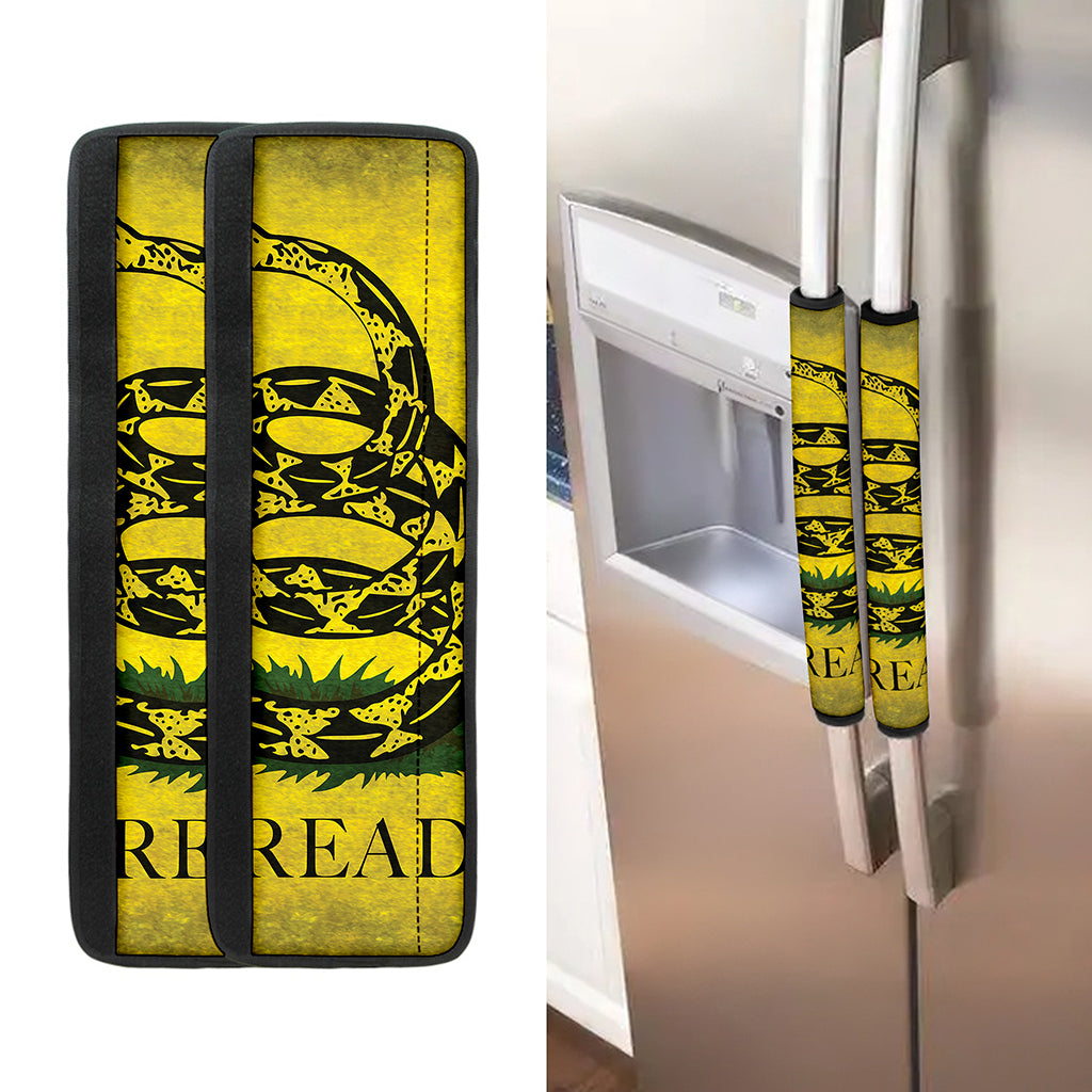 Grunge Gadsden Flag Print Refrigerator Handle Covers