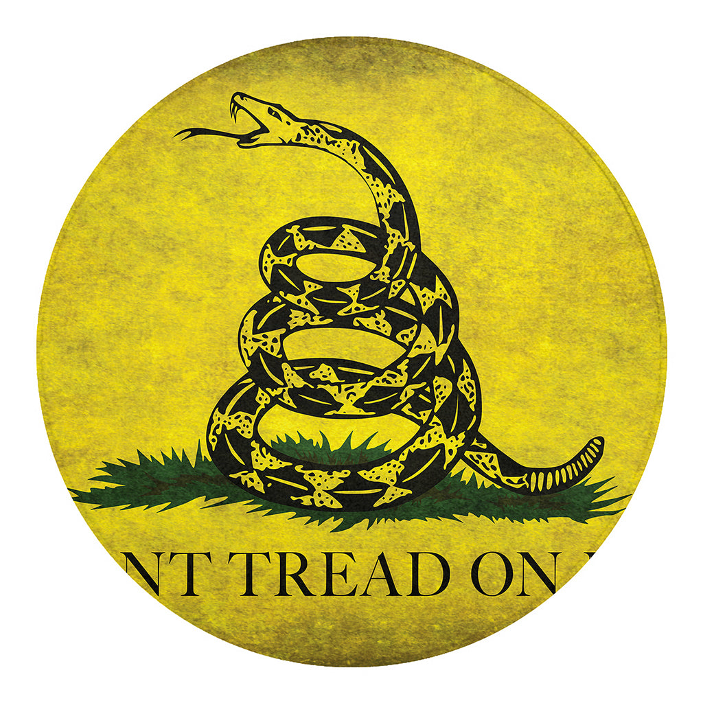 Grunge Gadsden Flag Print Round Blanket