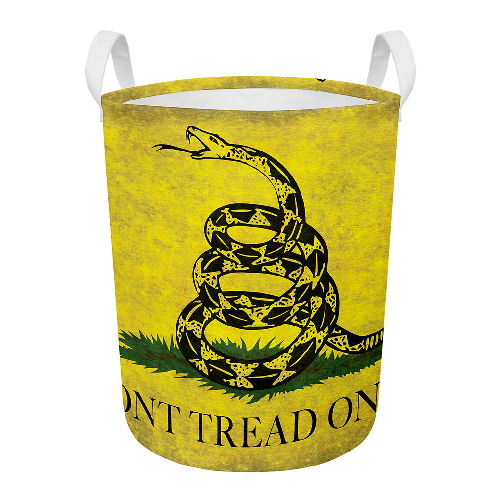 Grunge Gadsden Flag Print Round Laundry Basket