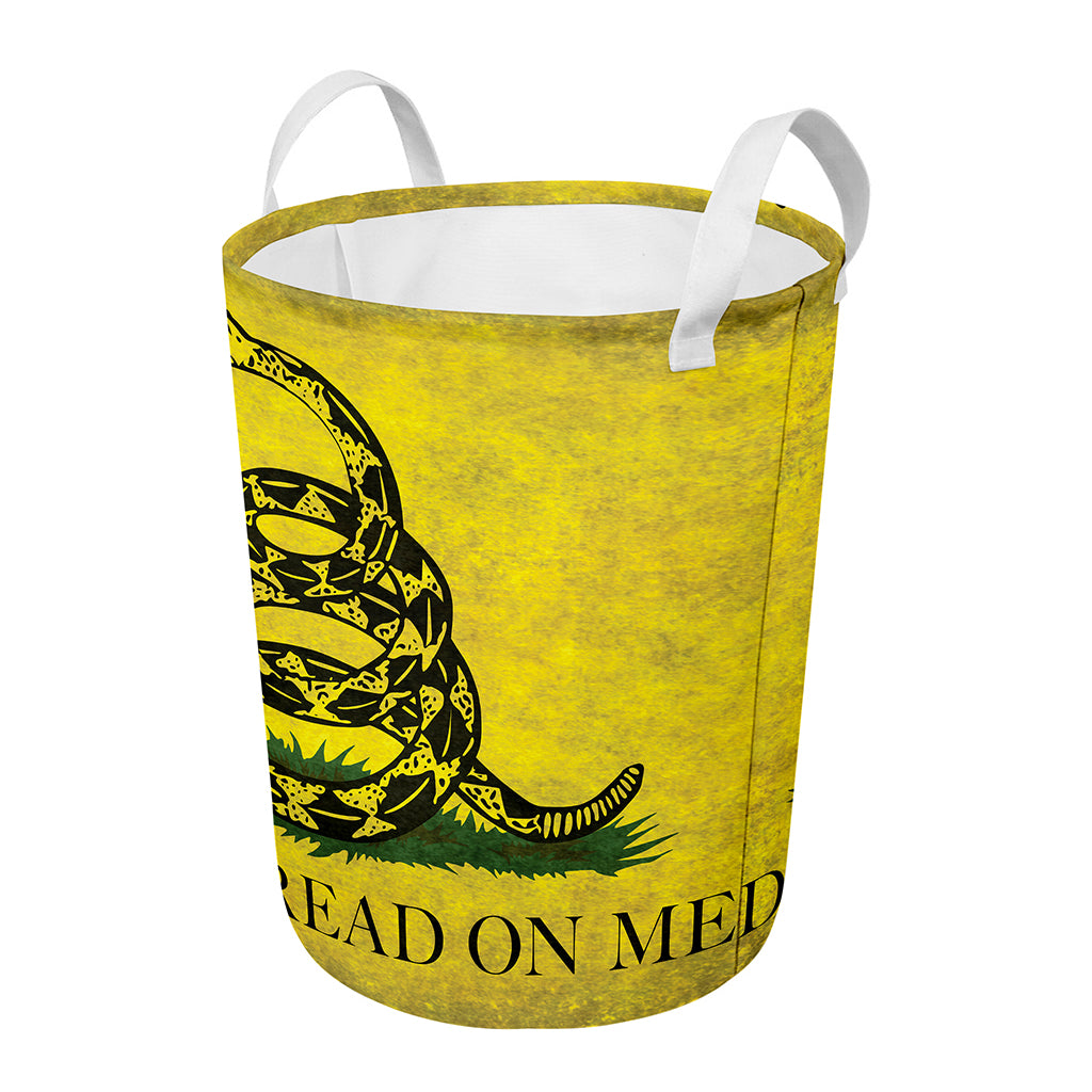Grunge Gadsden Flag Print Round Laundry Basket