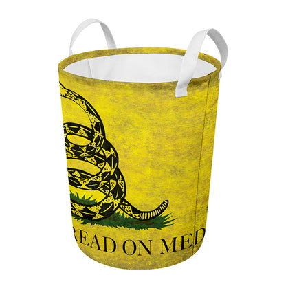 Grunge Gadsden Flag Print Round Laundry Basket