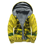 Grunge Gadsden Flag Print Sherpa Lined Zip Up Hoodie