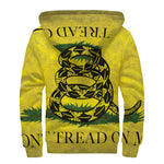 Grunge Gadsden Flag Print Sherpa Lined Zip Up Hoodie