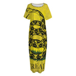 Grunge Gadsden Flag Print Short Sleeve Long Nightdress