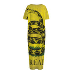 Grunge Gadsden Flag Print Short Sleeve Long Nightdress
