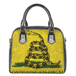 Grunge Gadsden Flag Print Shoulder Handbag