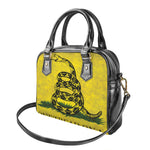 Grunge Gadsden Flag Print Shoulder Handbag