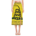 Grunge Gadsden Flag Print Side Slit Midi Skirt