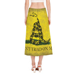 Grunge Gadsden Flag Print Side Slit Midi Skirt