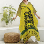 Grunge Gadsden Flag Print Silk V-Neck Kaftan Dress