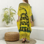 Grunge Gadsden Flag Print Silk V-Neck Kaftan Dress
