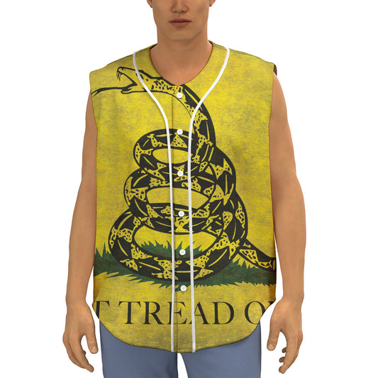 Grunge Gadsden Flag Print Sleeveless Baseball Jersey