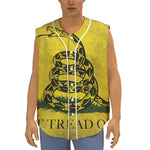 Grunge Gadsden Flag Print Sleeveless Baseball Jersey