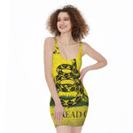 Grunge Gadsden Flag Print Sleeveless Bodycon Dress