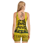 Grunge Gadsden Flag Print Sleeveless One Piece Swimsuit