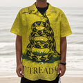 Grunge Gadsden Flag Print Textured Short Sleeve Shirt