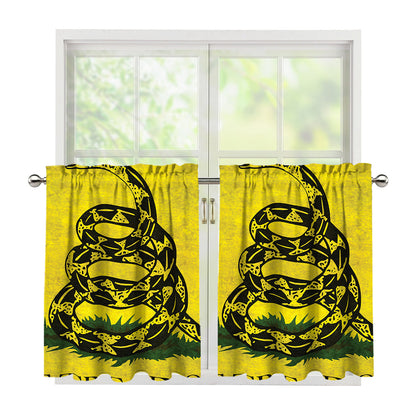 Grunge Gadsden Flag Print Tier Curtains
