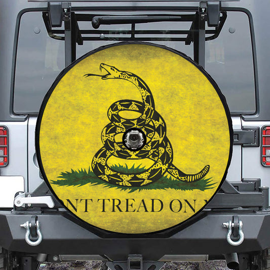 Grunge Gadsden Flag Print Tire Cover With Camera Hole