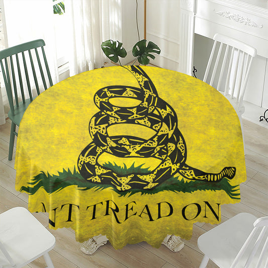 Grunge Gadsden Flag Print Waterproof Round Tablecloth