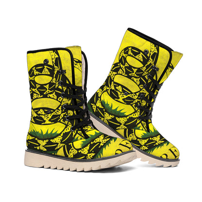Grunge Gadsden Flag Print Winter Boots