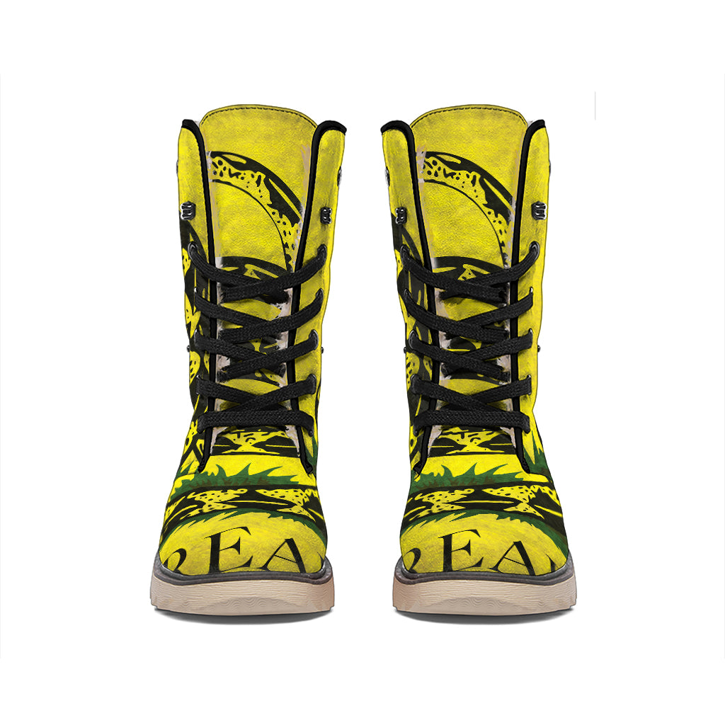 Grunge Gadsden Flag Print Winter Boots
